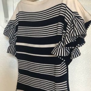 NWT GREY JASON WU Black and Cream Striped Sweater with Flutter Sleeves (sz M)